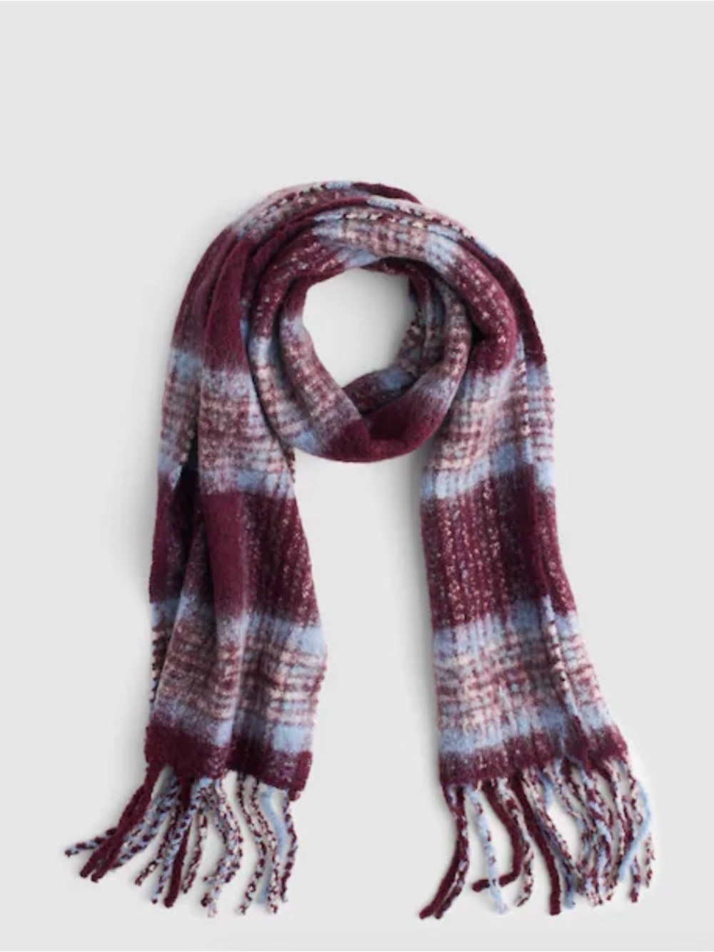 Madewell Scarf Alpaca-Blend Scarf  chunky fringed tassels Plaid Check One Size